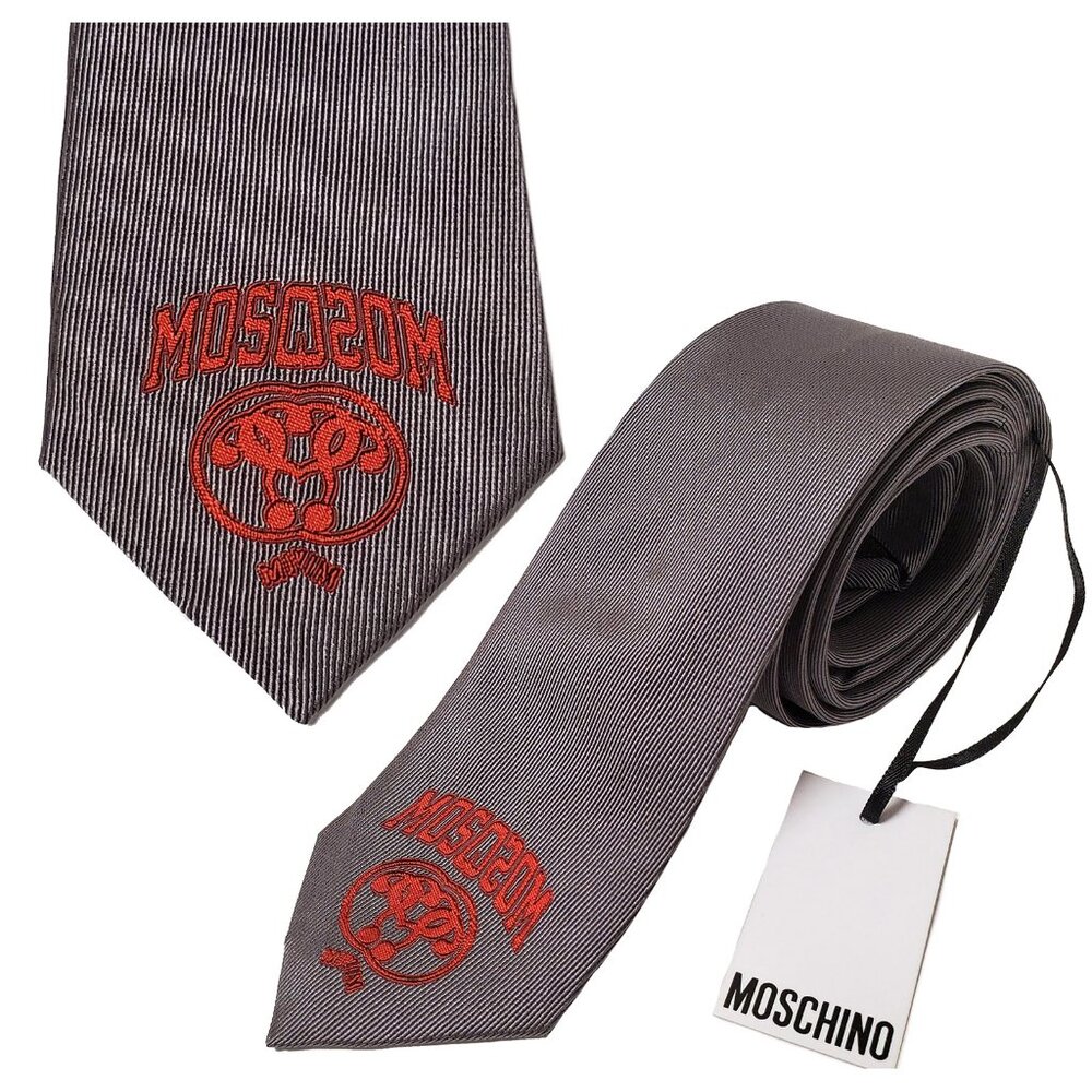 MOSCHINO TIE WOVEN SILK DOUBLE QUESTION MARK NEW AUTH